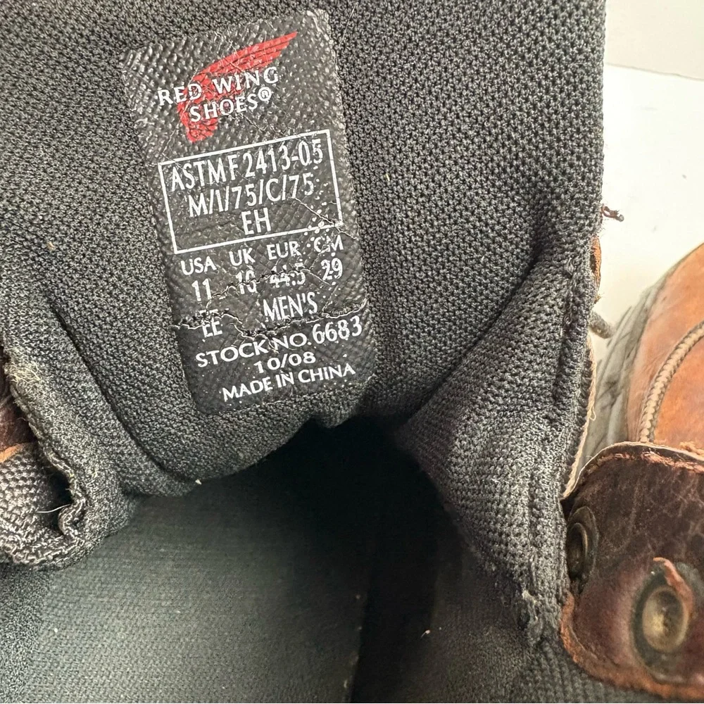 Red Wing Work Construction Boots Brown Leather Lace-up ASTM 2414 05 size 11